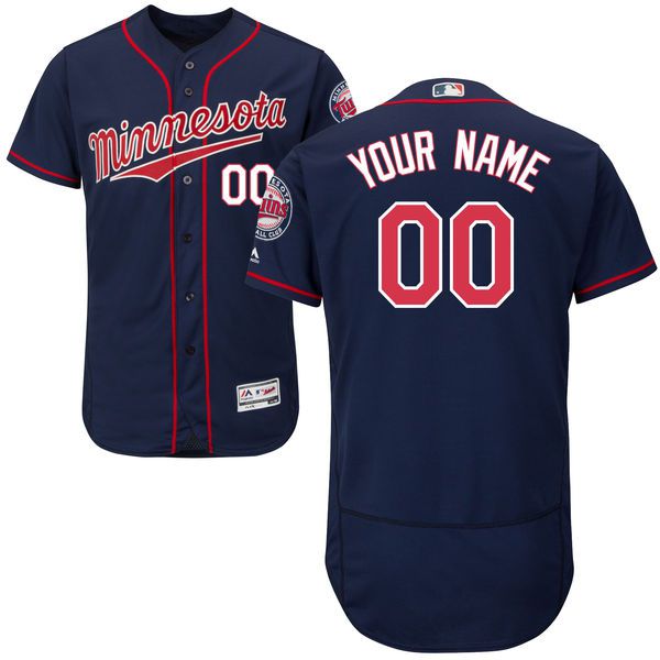 Men Minnesota Twins Majestic Alternate Navy Blue Flex Base Authentic Collection Custom MLB Jersey